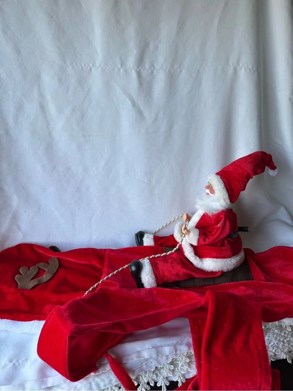 DogFad Christmas Santa Rider Reindeer Dog Costume XL Fleece Red White Black
